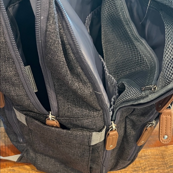 Chic Charcoal Baby Backpack with Brown Accents - Picture 10 of 11